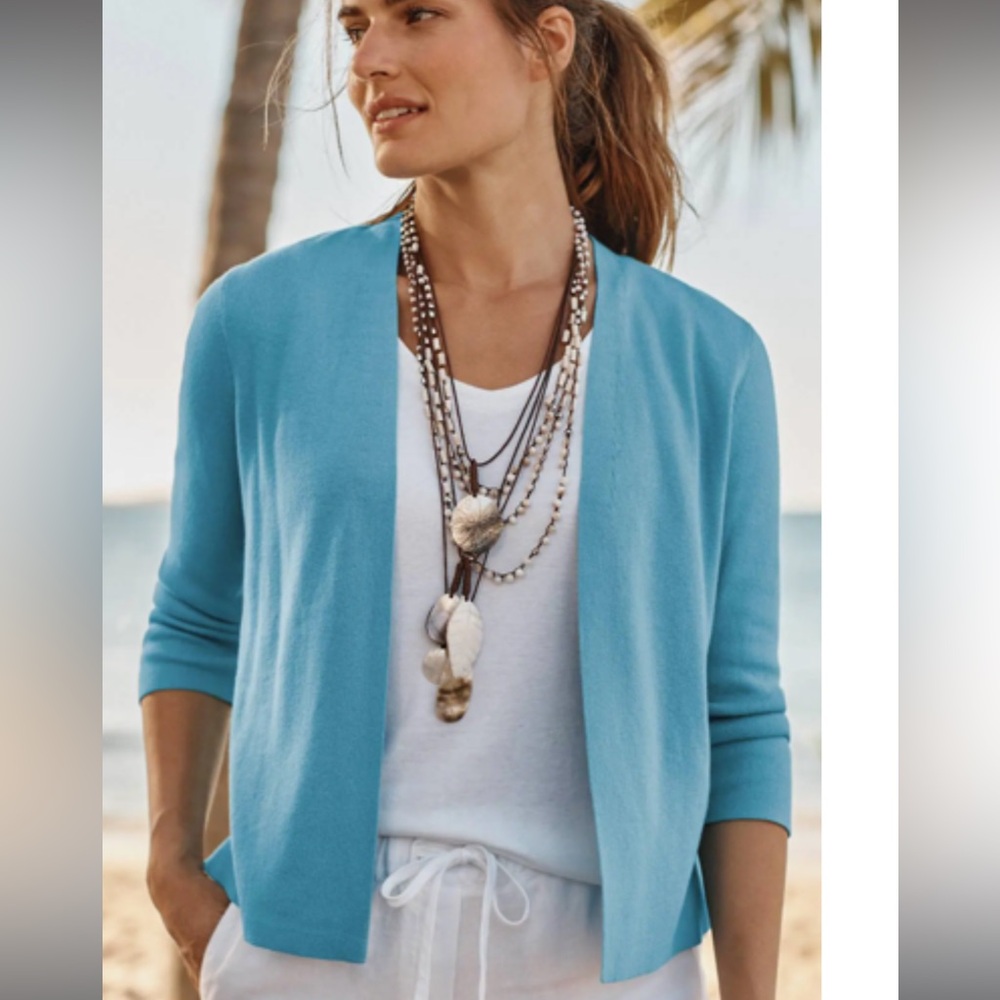 J. Jill Open-Front Light Blue Cardigan Sweater